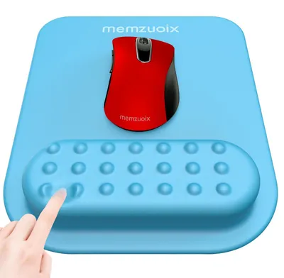 Ergonomische Mauspad mit Handgelenkstütze, Memory-Schaum, Anti-Rutsch, Hellblau