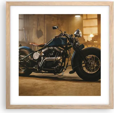 Produktbild von Gerahmtes Poster - Rahmen in heller Eiche - Motorrad Motor - 40x40 cm - Wand Bild - Wanddeko - Wandbilder - Kunstposter - Wandposter - Bilderrahmen - Bilder - Kunstdruck - Wandbild - P2NAC40x40-4233