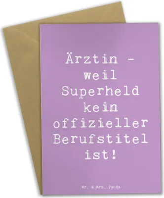 Produktbild von Mr. & Mrs. Panda Grußkarte Spruch Ärztin Superheld - Lavendeltraum - Geschenk, kreative Geschenke, osterkarte, Heilung, Kinderarzt, einladungskarten, personalisierte