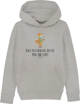 Produktbild von Mr. & Mrs. Panda Kinderpullover Fuchs Keks 12-14 Jahre (152/164) - Heather Grey - Geschenk, Weihnachten, Hoody, Pullover, Liebe, Winter, Sweater, Weihnachtlich, Kekse