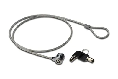 Produktbild von Ednet Computerschloss mit zwei Schlüsseln für Sicherheits-Standard Slot Kabel Länge:1,5m, 1,5 m, Rundkeil, Zink Stahl, Metallisch