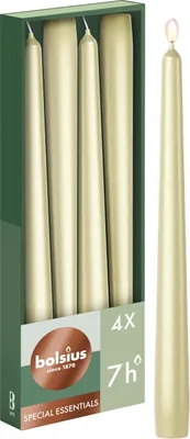 Glatte Dinnerkerzen, Metallic Silber, 4 Stück, 24,5 cm