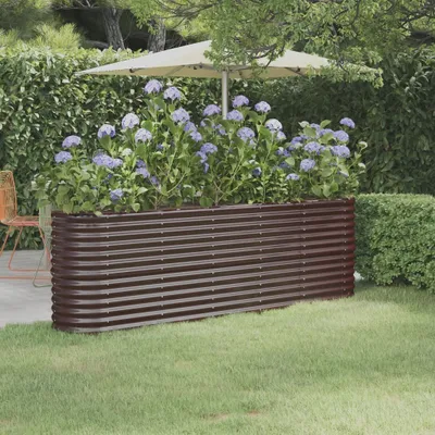Produktbild von HOMMIE Garten-Pflanzgefäß/Hochbeet Moderne - Pflanzkübel - Blumentopf Verzinkter Stahl 224x40x68cm Braun DE543832 - Beete