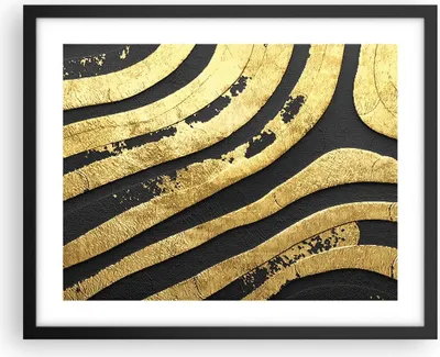 Produktbild von Gerahmtes Poster - Schwarzer Rahmen - Abstraktion dreidimensional Gold - 50x40 cm - Wand Bild - Wanddeko - Wandbilder - Kunstposter - Wandposter - Bilderrahmen - Bilder - Kunstdruck - P2BAA50x40-4461