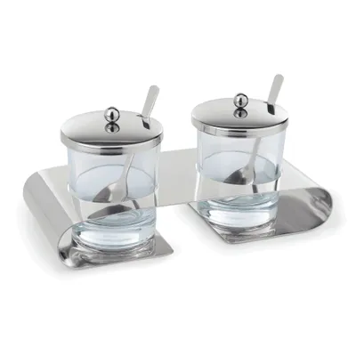 Image de Service avec 2 cuillères en acier inoxydable 200 ml Acier au chrome-nickel / verre