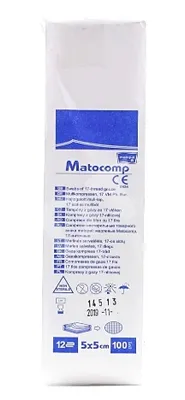 Image de Compresses de gaze Matocomp 5x5 cm unst.12fach 100 pces