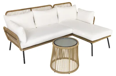 Produktbild von Outsunny 3 tlg. Rattan Gartenmöbel-Set Sitzgruppe mit Kissen, Sitzgarnitur Stahl