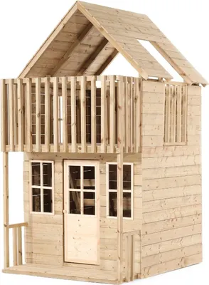 Produktbild von 2-stöckiges Spielhaus LOFT braun mit Rutsche 220 cm, Plattformhöhe 120 cm, 127x161x248 cm