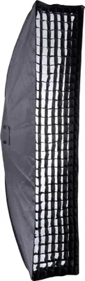 A studio shot of a softbox with a grid attached.