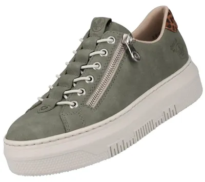Produktbild von Rieker Damen Sneaker Low Leder mit Reißverschluss und Plateau M1952, Größe:40 EU, Farbe:Grün