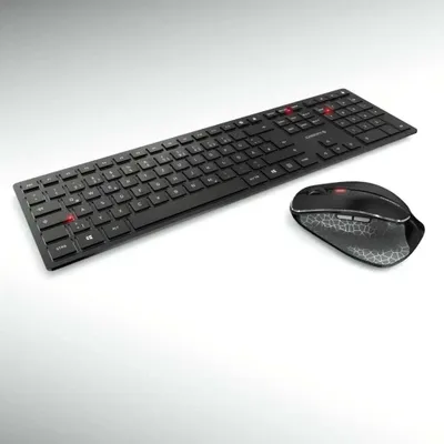 Obrázek produktu pro CHERRY DW 9500 SLIM, Bezdrátový, RF bezdrátové + Bluetooth, Nůžkový spínač, QWERTY, Černá, Šedá, Obsahuje myš