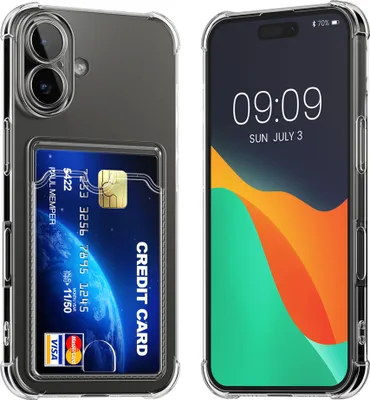 Produktbild von kwmobile Hülle mit Kartenfach kompatibel mit Apple iPhone 17 - Handyhülle iPhone 17 mit Kartenfach - Soft Case - Schutzhülle in Transparent