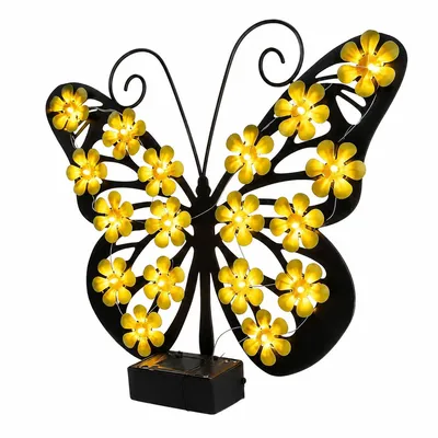 Produktbild von Dekorative Solar Gartenlampe LED Schmetterling, Metall Wandlicht, wasserdicht, warmweiß, für Garten, Balkon, Zaun und Außenbereich