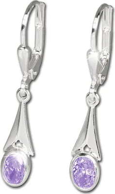 Image de SilberDream Boucles d'oreilles pour femmes 925 argent violet zirconium SDO514V