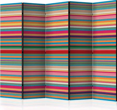 Produktbild von Akusticher Raumteiler geometrische Muster Foto Paravent 225x172 cm beidseitig auf Vlies-Leinwand bedruckt Akustikschaum Trennwand Spanische Wand Sichtschutz Home Office optisch f-C-0398-z-c