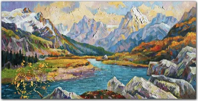 Produktbild von Coloray Bild aus Glas 140x70 gehärtetes Glas glasblock mit bild wohnzimmer Küche Dekoration wanddekoration - Bergwald Fluss