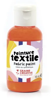 Imagen del producto de Pintura textil naranja fluorescente, 50 ml - Graine Créative