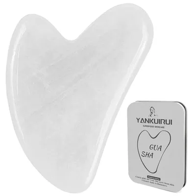 Produktbild von Gua Sha Massagegerät, Gua Sha Stein, Gua Sha aus Edelstahl – Weiß – Massagegerät für Gesicht und Körper