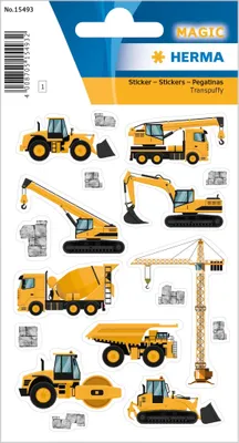 Produktbild von HERMA Sticker MAGIC "Baustellen Fahrzeuge" Transpuffy matt 1 Blatt à 9 Sticker