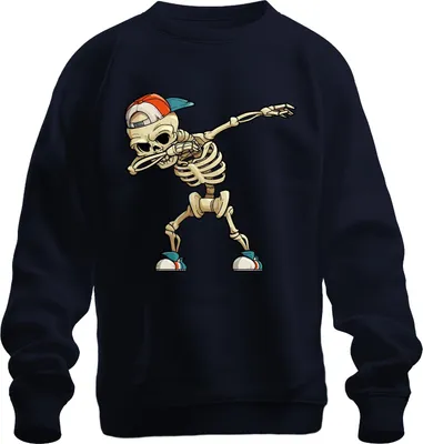 Produktbild von Dab Skelett Halloween Cap Sneaker Hip Hop Cartoon Skater Cool Uni Sweatshirt Pullover, Navy, S