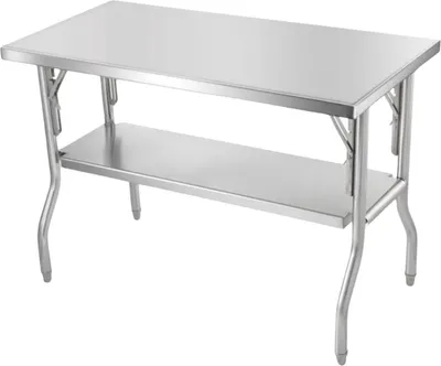 Produktbild von RVS Klapptisch – Edelstahl Arbeitstisch 122x61cm – Faltbare Werkbank für Küche, Garage & Werkstatt – Tragkraft 350kg