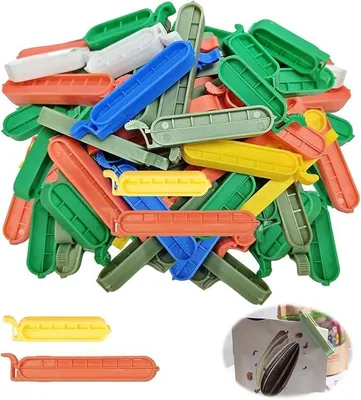 Produktbild von Verschlussclips - 50 Stück in 6/8/10 cm Länge - Wiederverwendbare Kunststoff-Klammern für Lebensmittelverpackungen und Tüten