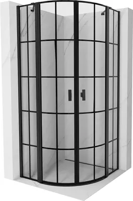 Immagine prodotto di Mexen Mist cabina doccia semicircolare a battente 100 x 100 cm, griglia nera, nero - 8A32-100-100-70-77