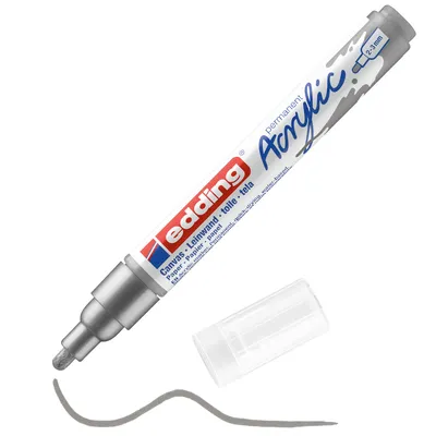 Produktbild von Edding 5100 Acrylmarker Medium, Silber, Silber, Medium, 2 mm, 3 mm, Tinte auf Wasserbasis