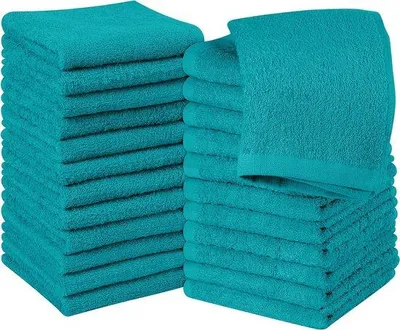 Productafbeelding van Unyqoos® Gezichtswasdoekjes, set van 24 – 30 x 30 cm, 100% ringgesponnen katoen, zeer absorberend, lichtgewicht, ideaal om vocht op te nemen, machinewasbaar