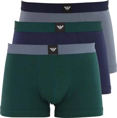 Produktbild von EMPORIO ARMANI Herren Boxershorts Trunks Essential Logolabel 3er Pack Stretch Baumwolle XL 3Boxer/Stone/Pine/Peacoat