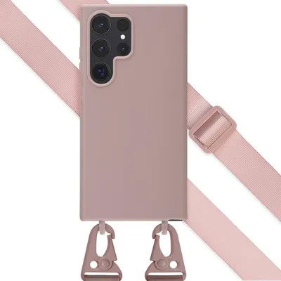 Image de Selencia Étui en silicone avec cordon détachable pour le Samsung Galaxy S24 Ultra - Rose sable