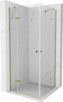 Image de Mexen Roma Duo cabine de douche avec porte battante 80 x 80 cm, Transparent, Or - 854-080-080-50-00-02