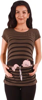 Produktbild von Umstandsshirt Kurzarm Baby Flucht mit Motiv Schwangerschaft M.M.C.