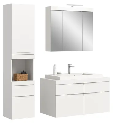 Productafbeelding van Viana badkamerset, inclusief verlichting (B/H/D: 153x194x50 cm), in mat wit en wit