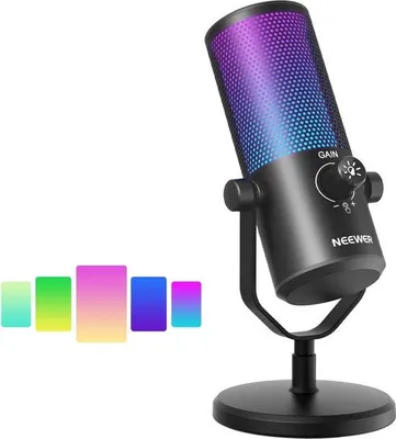 Obrázok produktu pre Herný mikrofón s USB a RGB podsvietením, kondenzátorový, jednoduché ovládanie