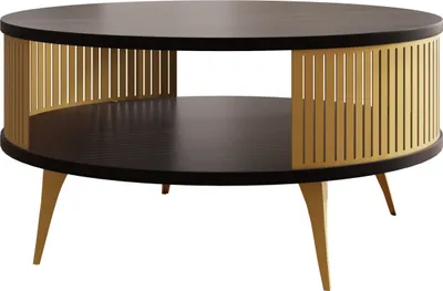 Produktbild von MIRJAN24 Couchtisch Roenni Gold, Wohnzimmer Kaffeetisch, Beine und Seiten aus Stahl (Farbe: Gold / Schwarz Molet)
