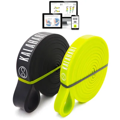 Produktbild von KALAHARI Widerstandsbänder Set mit e-Book Übungen – Fitnessbänder für Krafttraining, Klimmzug, Calisthenics - Resistance Bands, Klimmzughilfe Band