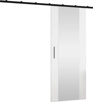 Produktbild von MIRJAN24 Schwebetür Zonda 80 II, Stilvoll Zimmertür, Aluminium-Gleitschienen, Frontspiegel, Tür universell Links / Rechts (Farbe: Weiß)