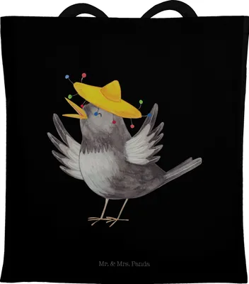 Produktbild von Mr. & Mrs. Panda Schultasche Rabe Sombrero - Schwarz - Geschenk, Laptoptasche, Tote Bag, umhängebeutel, Lustige Sprüche, Vogel, Spruch Positiv, Vögel, Elster, Motivation