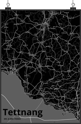 Produktbild von Mr. & Mrs. Panda Bild Tettnang DIN A4 - Geschenk, Wanddekoration, wanddeko, Kunstdruck, drucke, Stadt Dorf Karte Landkarte Map Stadtplan, Poster
