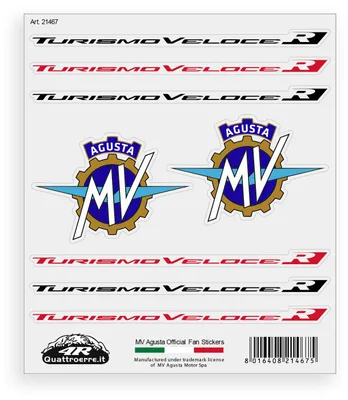 Immagine prodotto di Adesivo per MV Agusta Turismo Veloce R – Set 8 Adesivo vorgeformt, resistente con Wasser e Raggi UV,  Italien, Offizielle Lizenz, Bogen 160 x 135 mm
