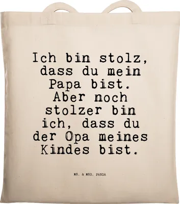 Produktbild von Mr. & Mrs. Panda Schultasche Ich bin stolz, dass... - Transparent - Geschenk, dokumententasche, schöner Spruch, Tote Bag, Opa, Laptoptasche, Tasche, stolz, Großvater