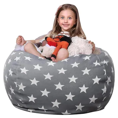 Sitzsack Spielzeugaufbewahrung, Plüsch, 61 cm, grau, Sternmuster