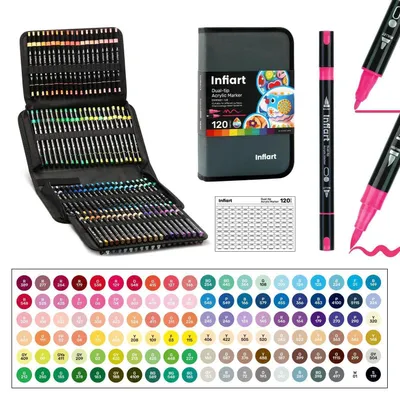 Image de Jeu de 120 crayons de couleur acryliques, outils de dessin, marqueurs, feutres