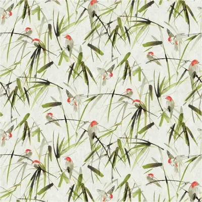 Produktbild von Fototapete Vogeltapete M1-No.11673 | Vliestapete Floral | Beige | Grün | Wohnzimmer | Schlafzimmer