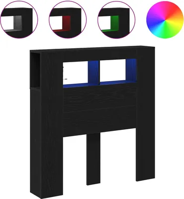 Image de Tête de lit LED avec étagère Chêne noir 100 x 18,5 x 103,5 cm