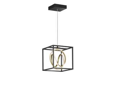 Zdjęcie produktu dla Jedopunktowa lampa wisząca LED w kolorze czarno-złotym z pilotem do regulacji jasności i symulacją światła dziennego