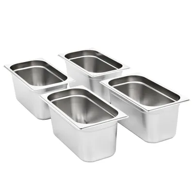 Zdjęcie produktu dla vidaXL Pojemniki gastronomiczne 4 szt GN 1/3 150 mm stal nierdzewna