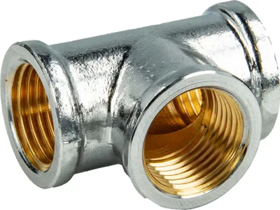 Produktbild von tecuro T-Stück allseitig Innengewinde Rp 3/8 Zoll (DN 10), Messing glanzverchromt