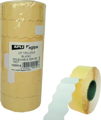 Image de agipa étiquettes pour étiqueteuses de prix 22 x 12 mm 7 rouleaux à 1.500 étiquettes